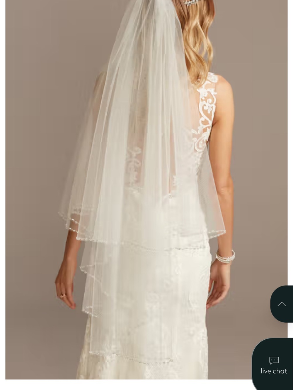 David's Bridal Ivory Layered Beaded/Diamond Edge Wedding Veil